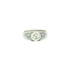 Antique Art Deco Platinum 1.43ct Old Cut Diamond Classic Engagement Ring