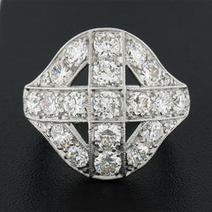 Antique Art Deco Platinum 14K Gold 3ct Old European Diamond Celtic Cross Ring