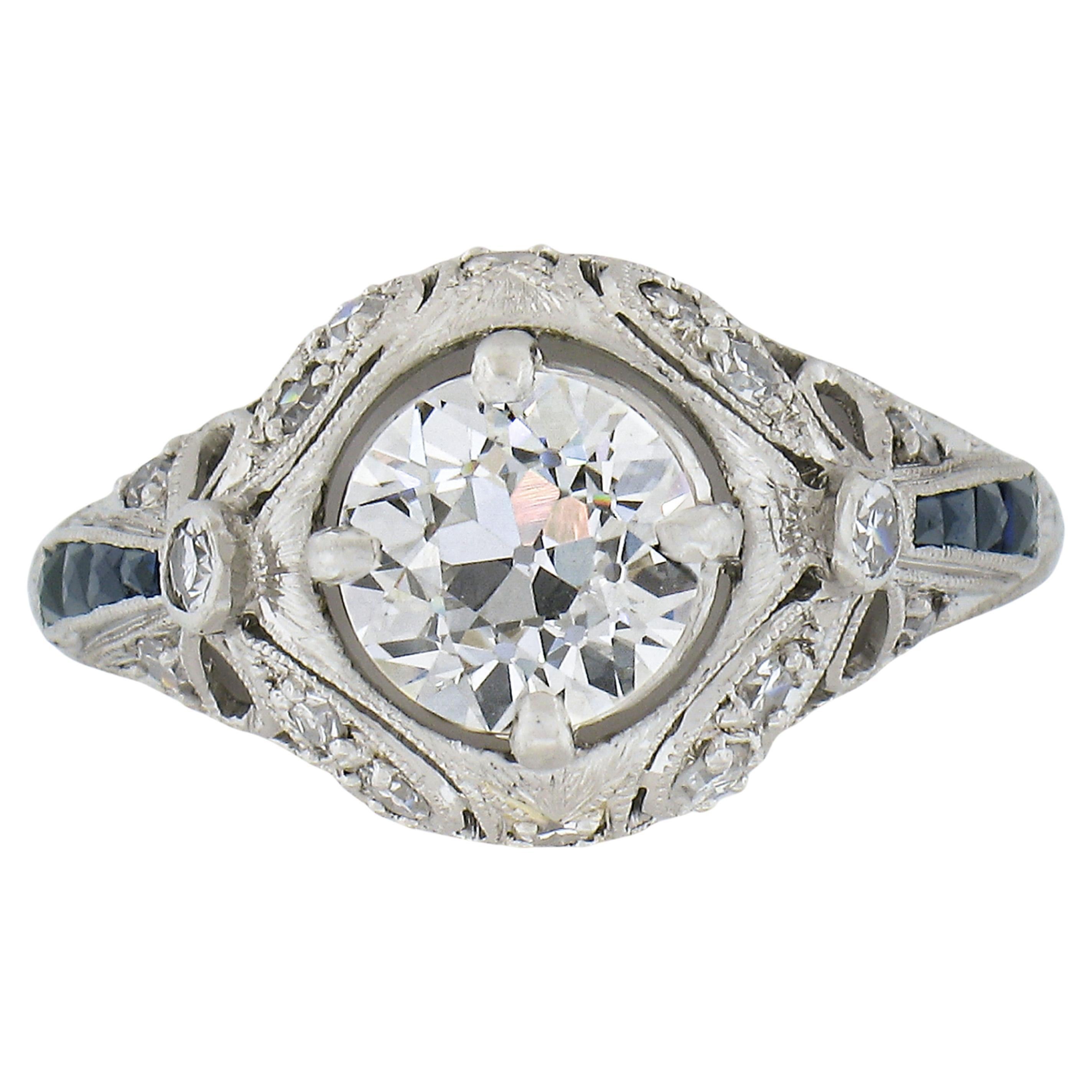 Bague Saphir Bleu Bleuet 34.05ct Et CZ Blancs 18.54ct Argent 925 - Taille 6.25, Labo Créé, Neuf