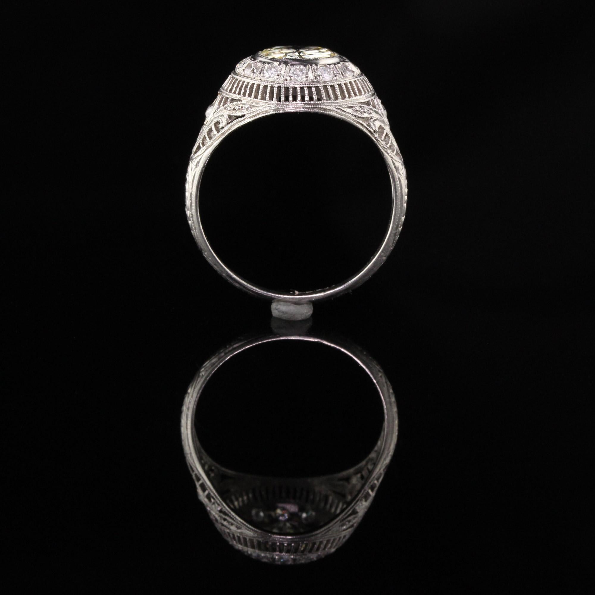 Antique Art Deco Platinum 1.55 Carat Old European Diamond Engagement Ring 1