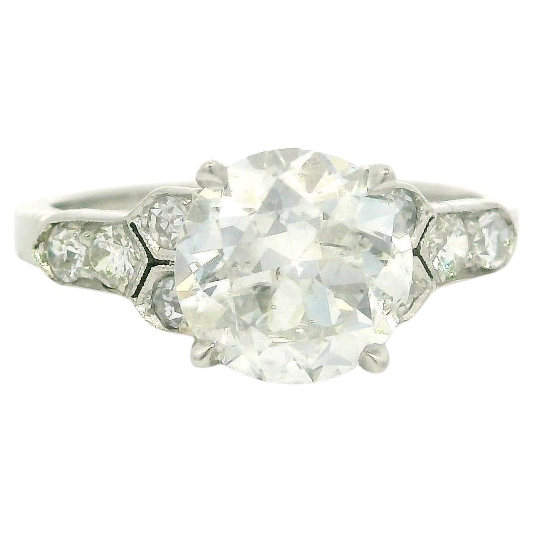 Antique Art Deco Platinum 1.59ct Old European Diamond Mosaic Shoulders Ring