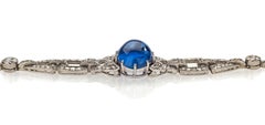 Bracciale antico Art Deco in platino 16,34 carati di zaffiro senza calore 2,4 carati di diamanti