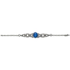 Antique Art Deco Platinum 16.34 Ct No Heat Sapphire 2.4 Ct Diamond Bracelet