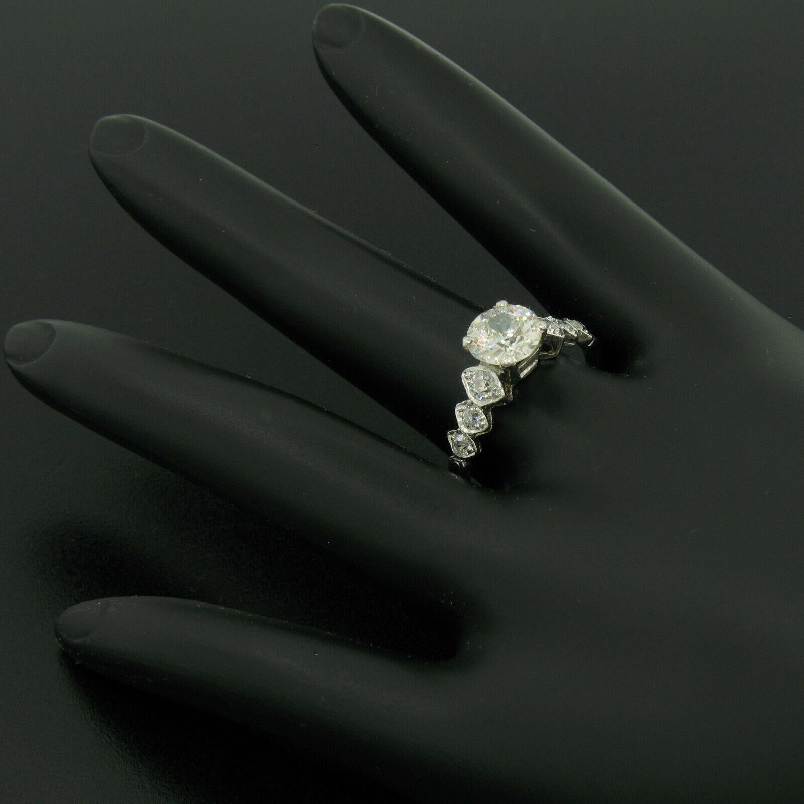 Antique Art Deco Platinum 1.83ctw Old European Cut Diamond Graduated Step Ring In Good Condition For Sale In Montclair, NJ