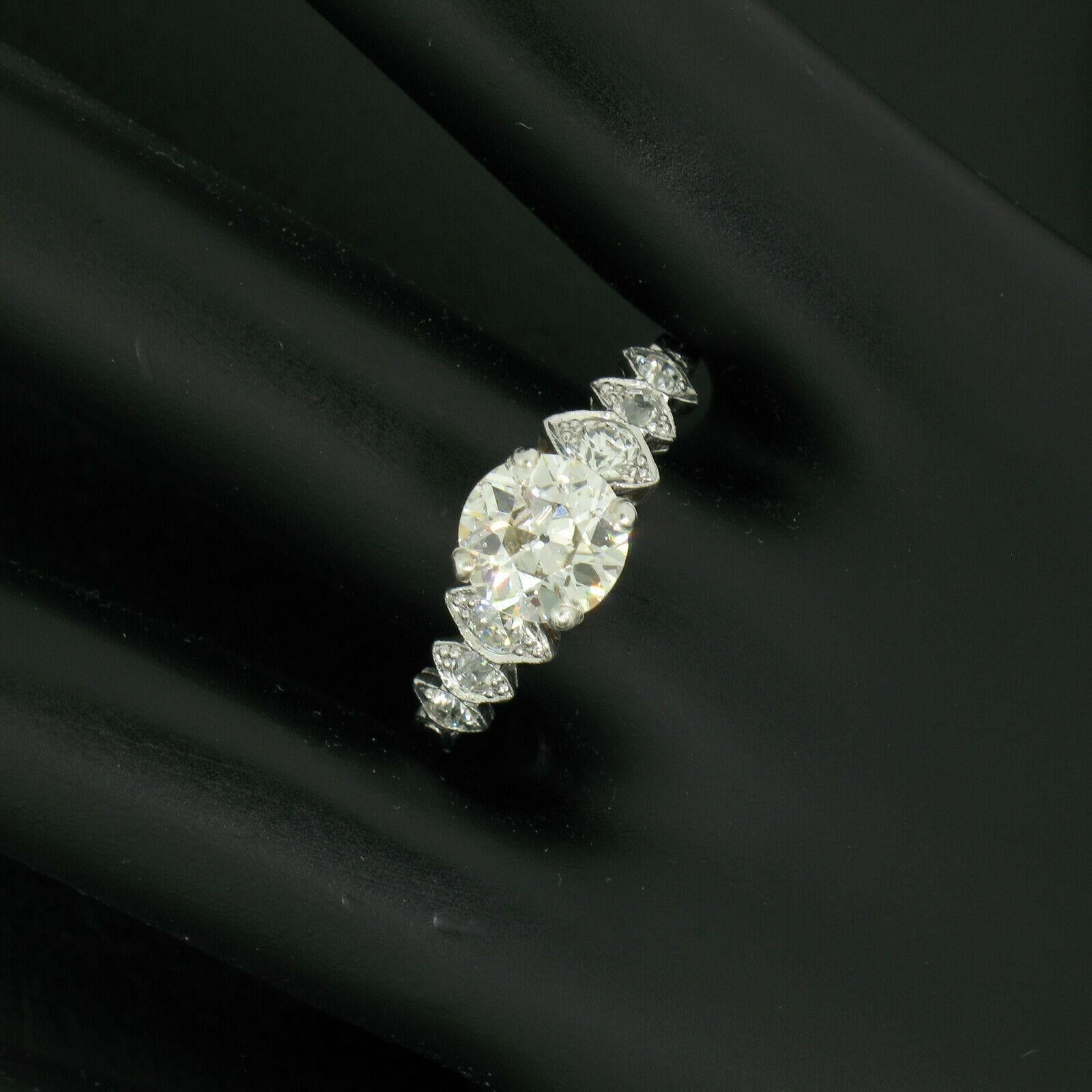 Women's Antique Art Deco Platinum 1.83ctw Old European Cut Diamond Graduated Step Ring For Sale