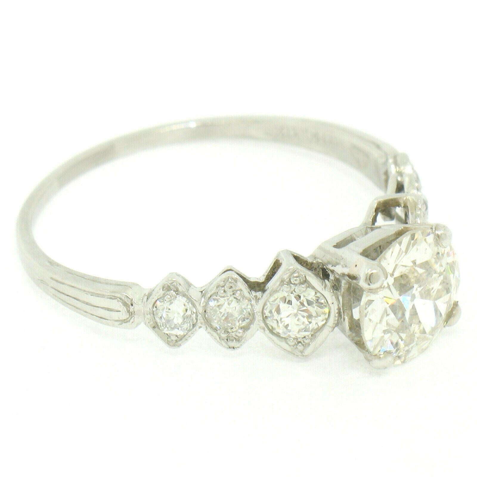Bague Art déco d'antiquités en platine avec diamant taille européenne ancienne 1,83 carat en vente 2