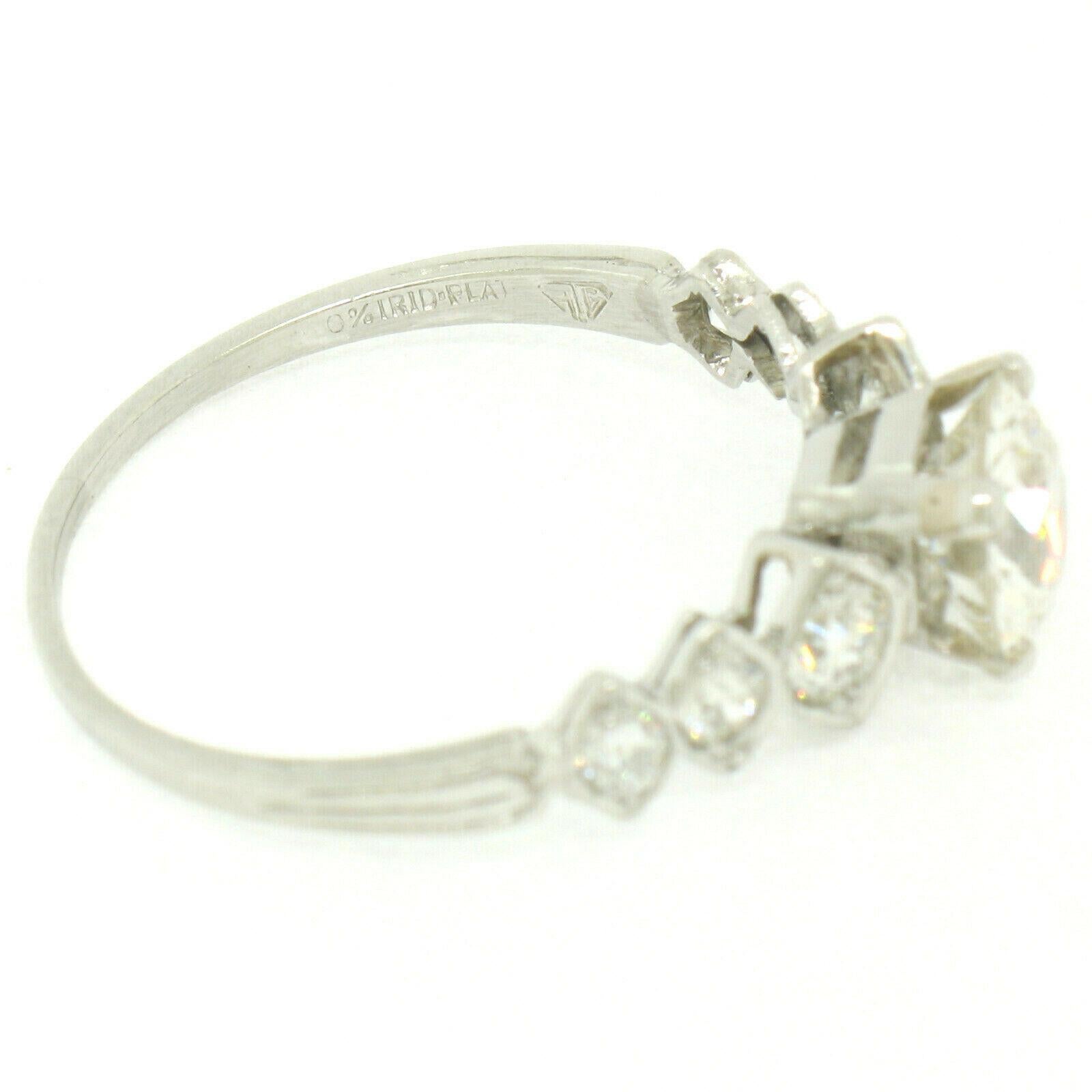 Antique Art Deco Platinum 1.83ctw Old European Cut Diamond Graduated Step Ring For Sale 3