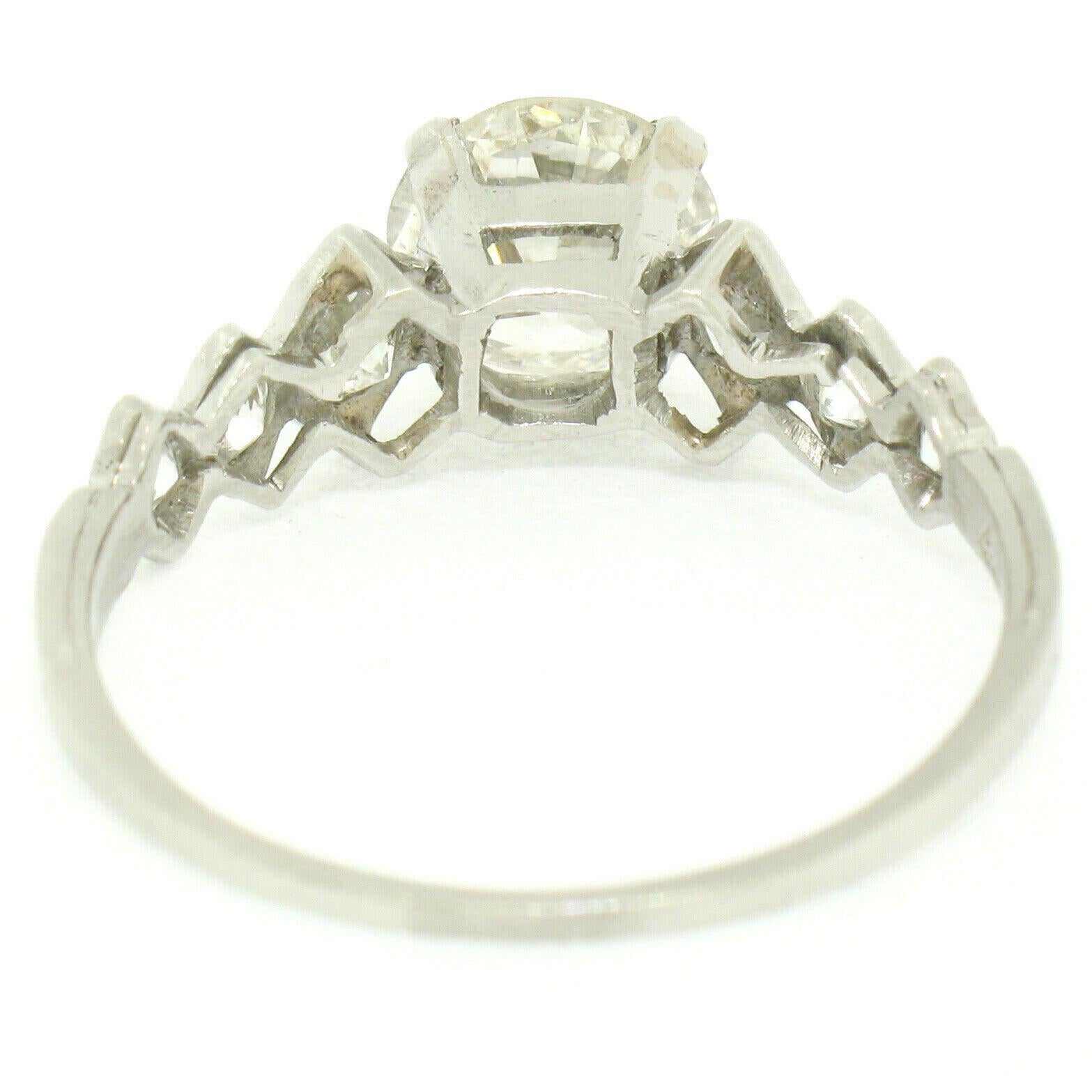Antique Art Deco Platinum 1.83ctw Old European Cut Diamond Graduated Step Ring For Sale 4