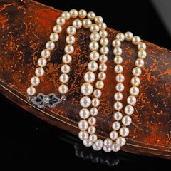 Antique Art Deco Platinum 18K Gold Old Mine Diamond Sapphire Pearl Necklace