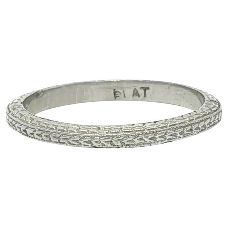 Antike Art Deco Platin 1,9mm Weizen geätzte Muster Band Ring Größe 3,5