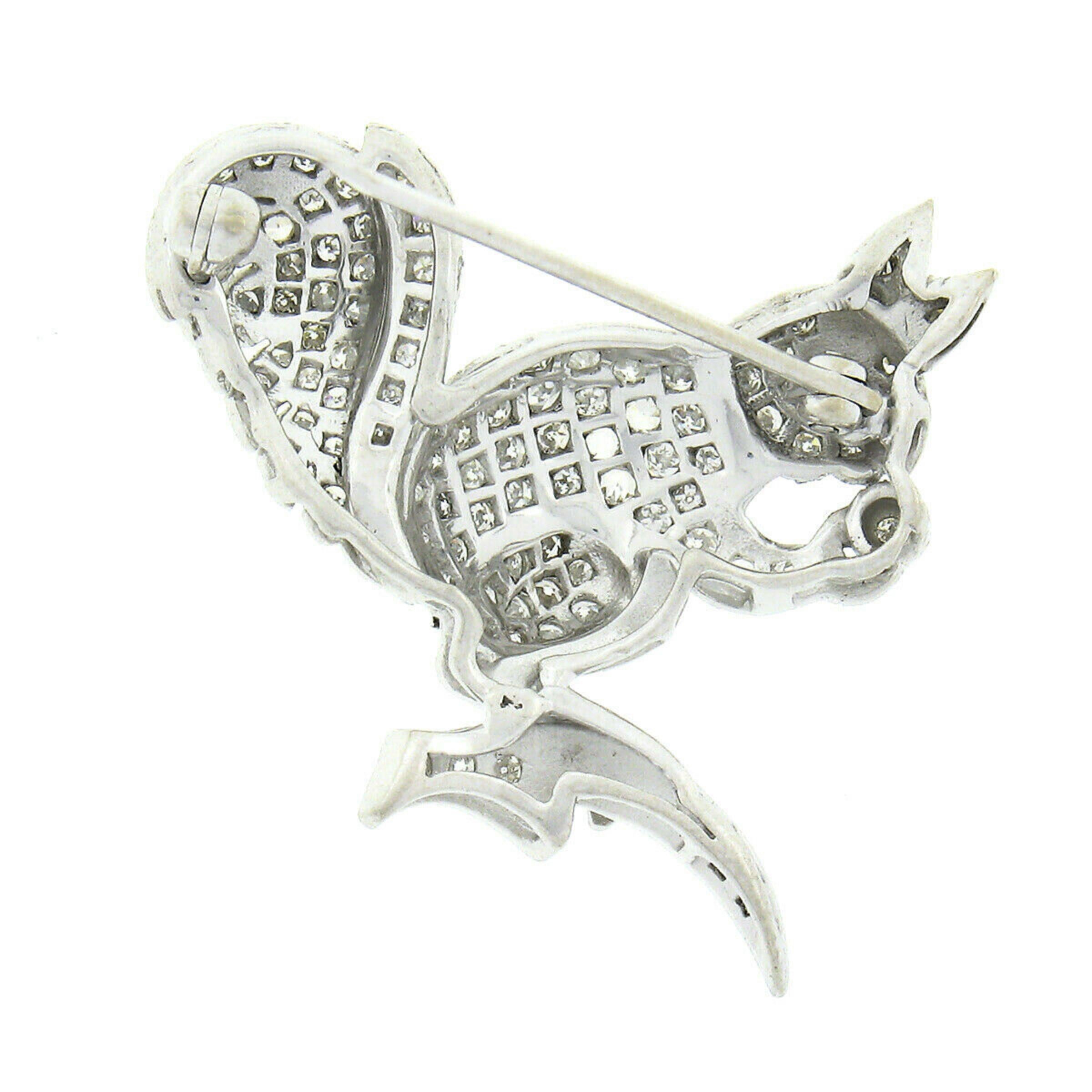Antique Art Deco Platinum 2.02ctw Diamond & Ruby w/ Milgrain Squirrel Pin Brooch 1