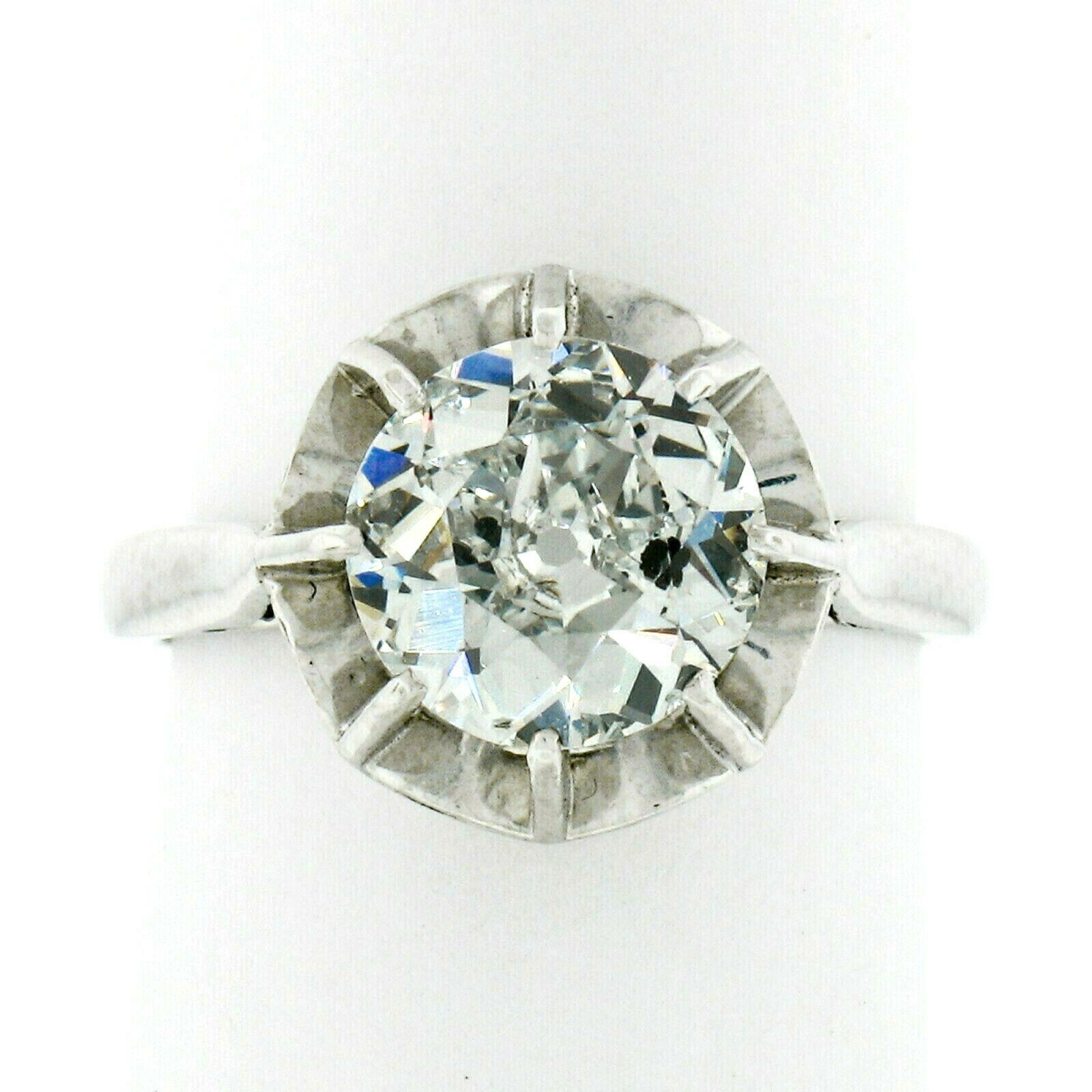 Women's Antique Art Deco Platinum 2.05 Carat GIA Old European Cut Diamond Ring