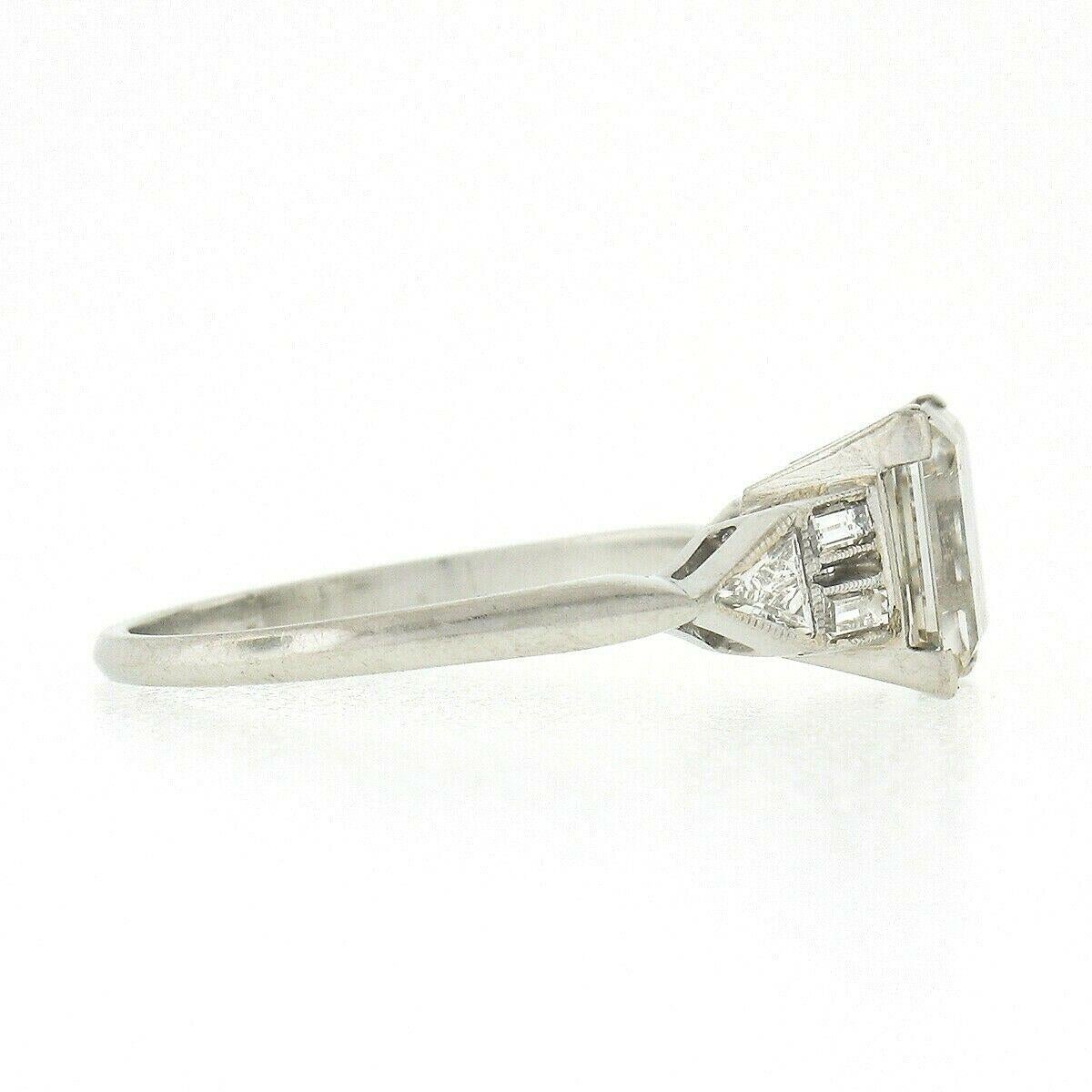 Antique Art Deco Platinum 2.52ctw GIA Square Step Cut Diamond Engagement Ring 1