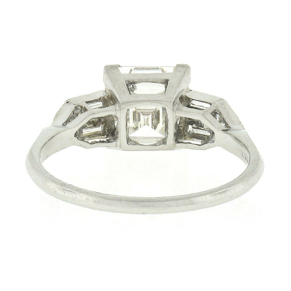 Antique Art Deco Platinum 2.52ctw GIA Square Step Cut Diamond Engagement Ring 3