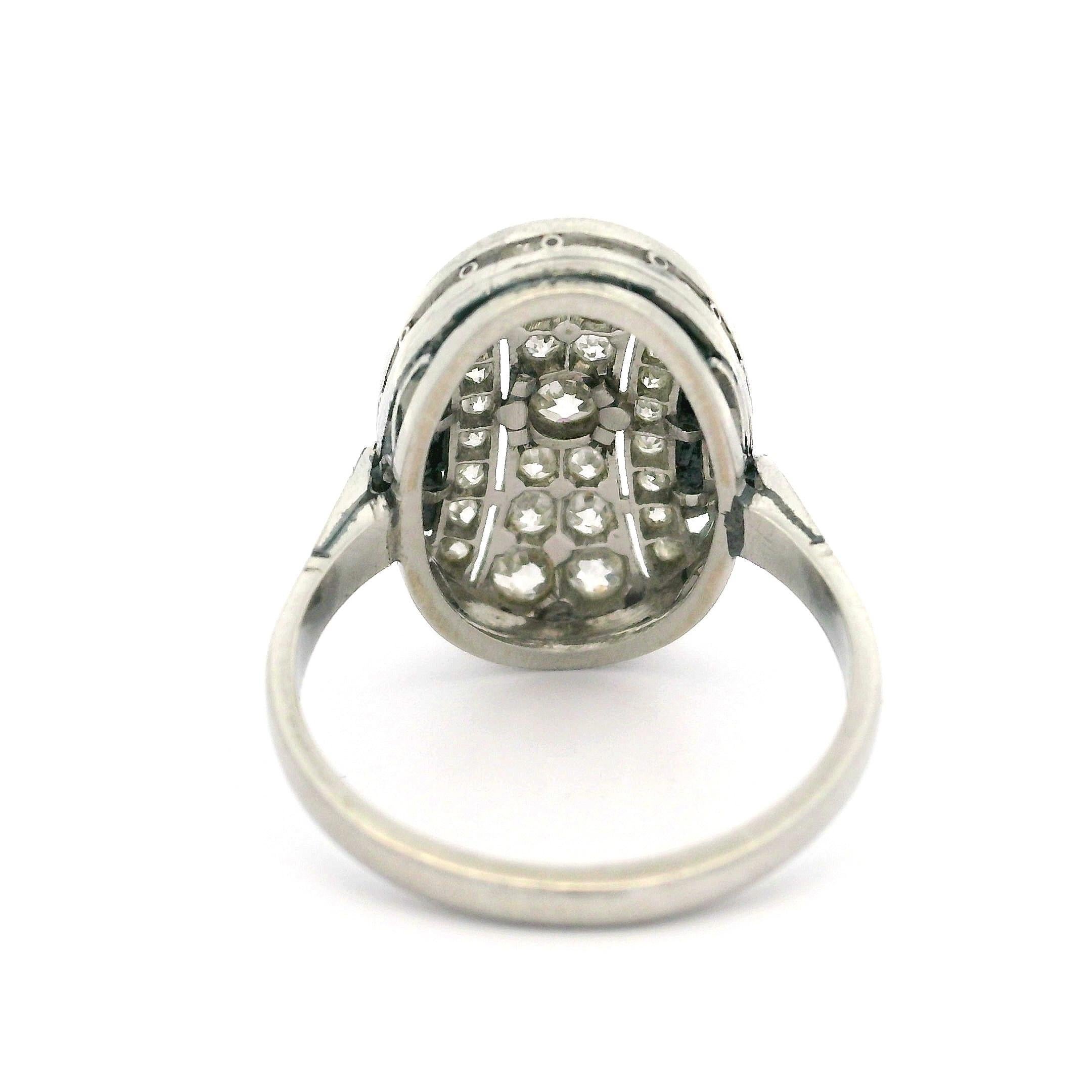 Antique Art Deco Platinum 2.60ctw Diamond & Black Onyx Ring Pin Brooch Set 3