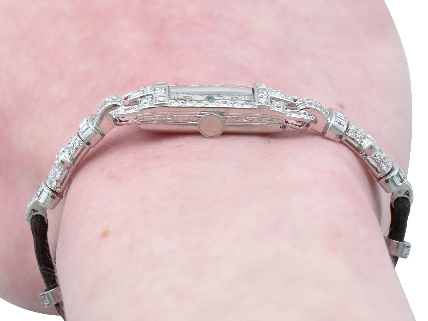 Antike Art-Déco-Cocktailuhr aus Platin mit 2,97 Karat Diamanten, um 1930 6