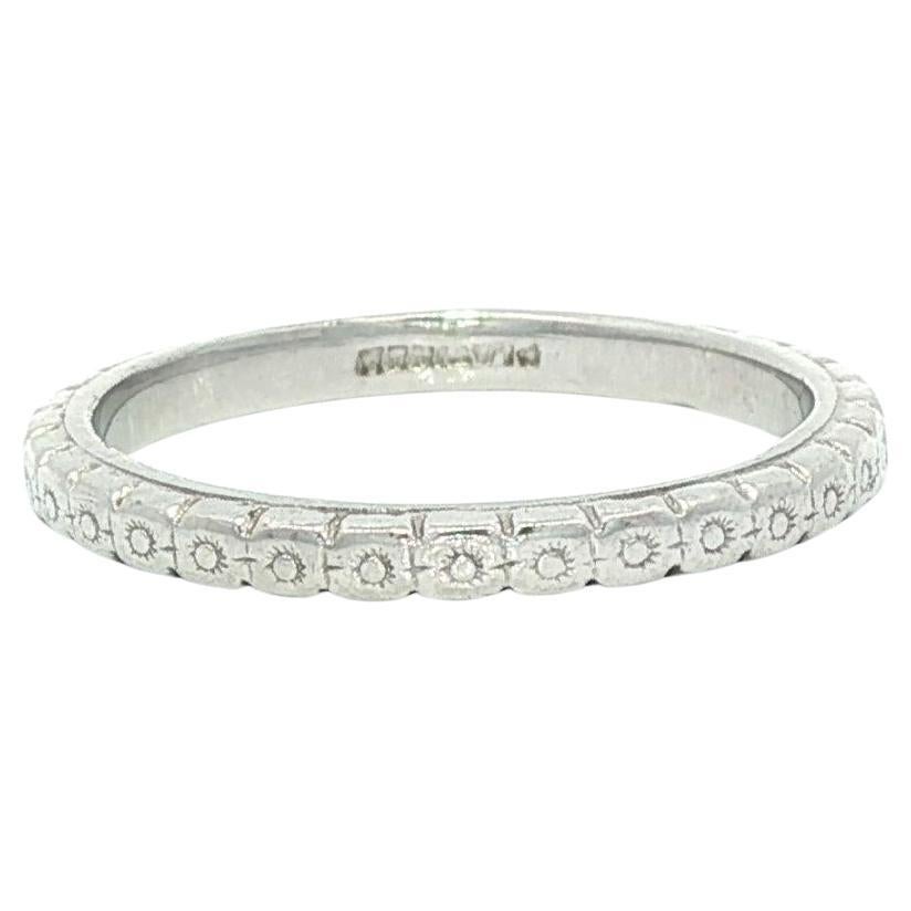 Antike Art Deco Platin 2mm Floral Eternity Stackable Band Ring sz 5,5