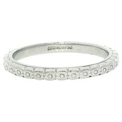 Antique Art Deco Platinum 2mm Floral Eternity Stackable Band Ring sz 5.5
