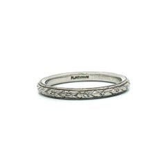 Antique Art Deco Platinum 2mm Floral Pattern Eternity Band Ring Size 4.5