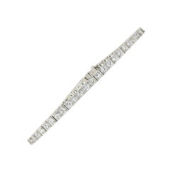 Antique Art Deco Platinum 3.12ctw European Diamond Milgrain Line Tennis Bracelet