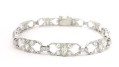 Antique Art Deco Platinum 3.20ctw Old Cut Marquise Diamond Open Work Bracelet