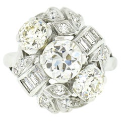 Antiker Art Deco Platin Verlobungsring mit 3,35 Karat GIA europäischem Diamant