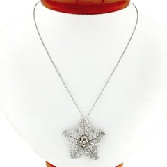 Antique Art Deco Platinum 3.5ct Fancy Brown European Diamond Flower Leaf Pendant