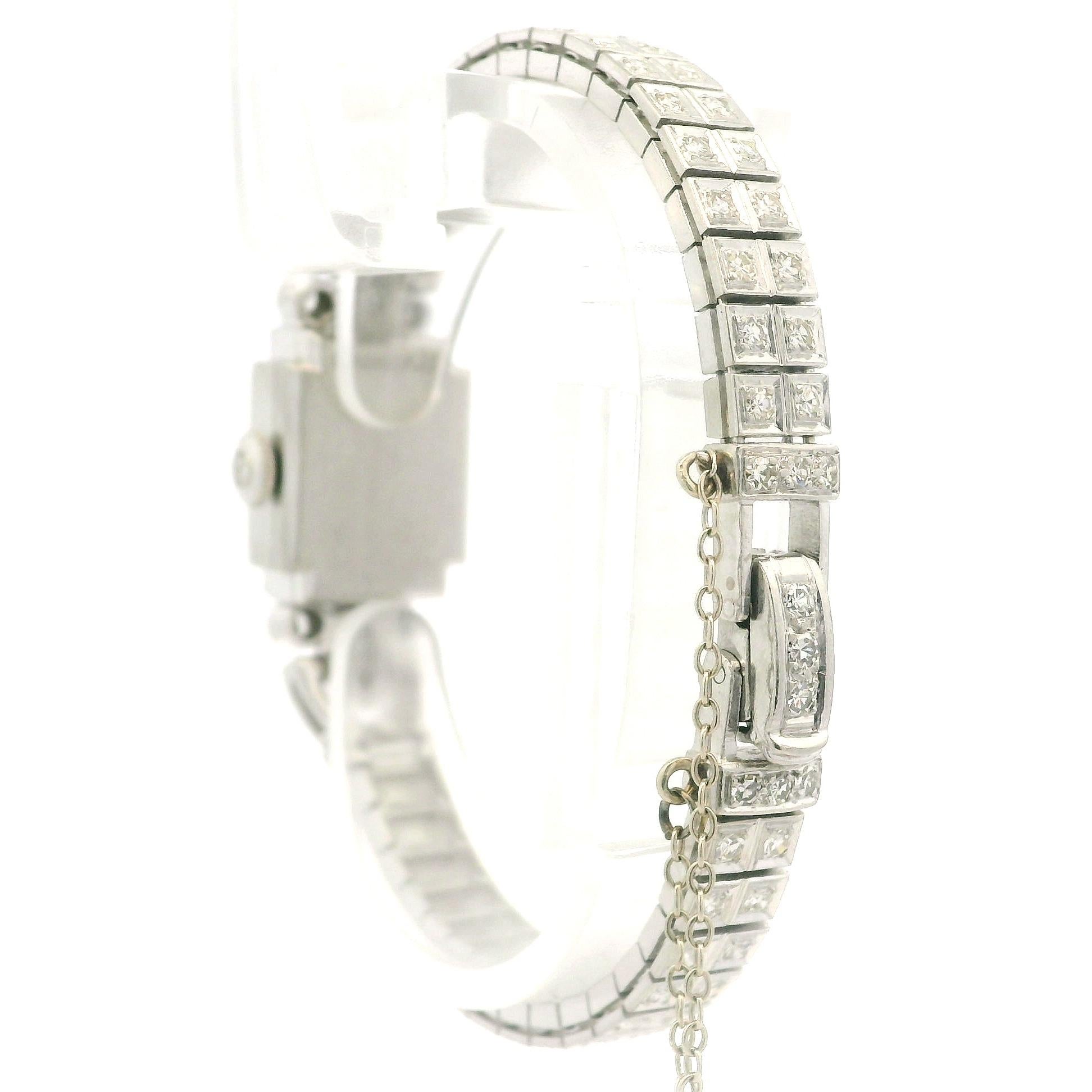 De las mujeres Antiguo Art Decó Platino 3.72ctw Antiguo Diamante Fantasía Reloj Pulsera en venta