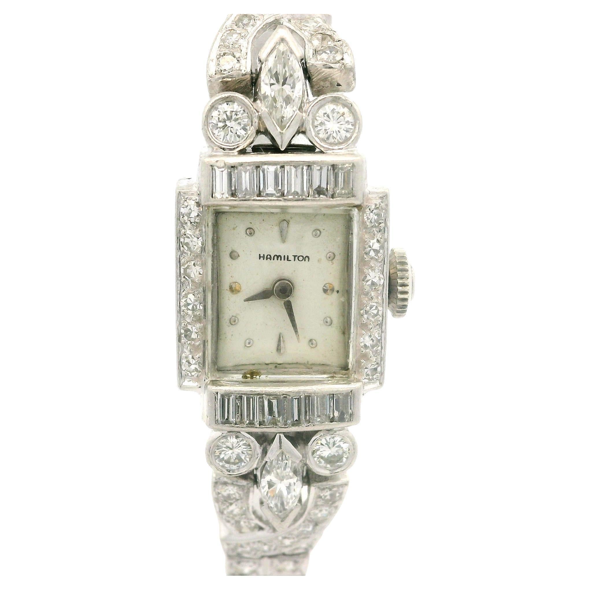 Antico bracciale da polso Art Deco in platino con diamanti antichi da 3,72 ct.