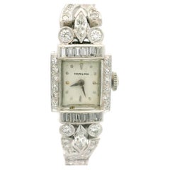 Antico bracciale da polso Art Deco in platino con diamanti antichi da 3,72 ct.