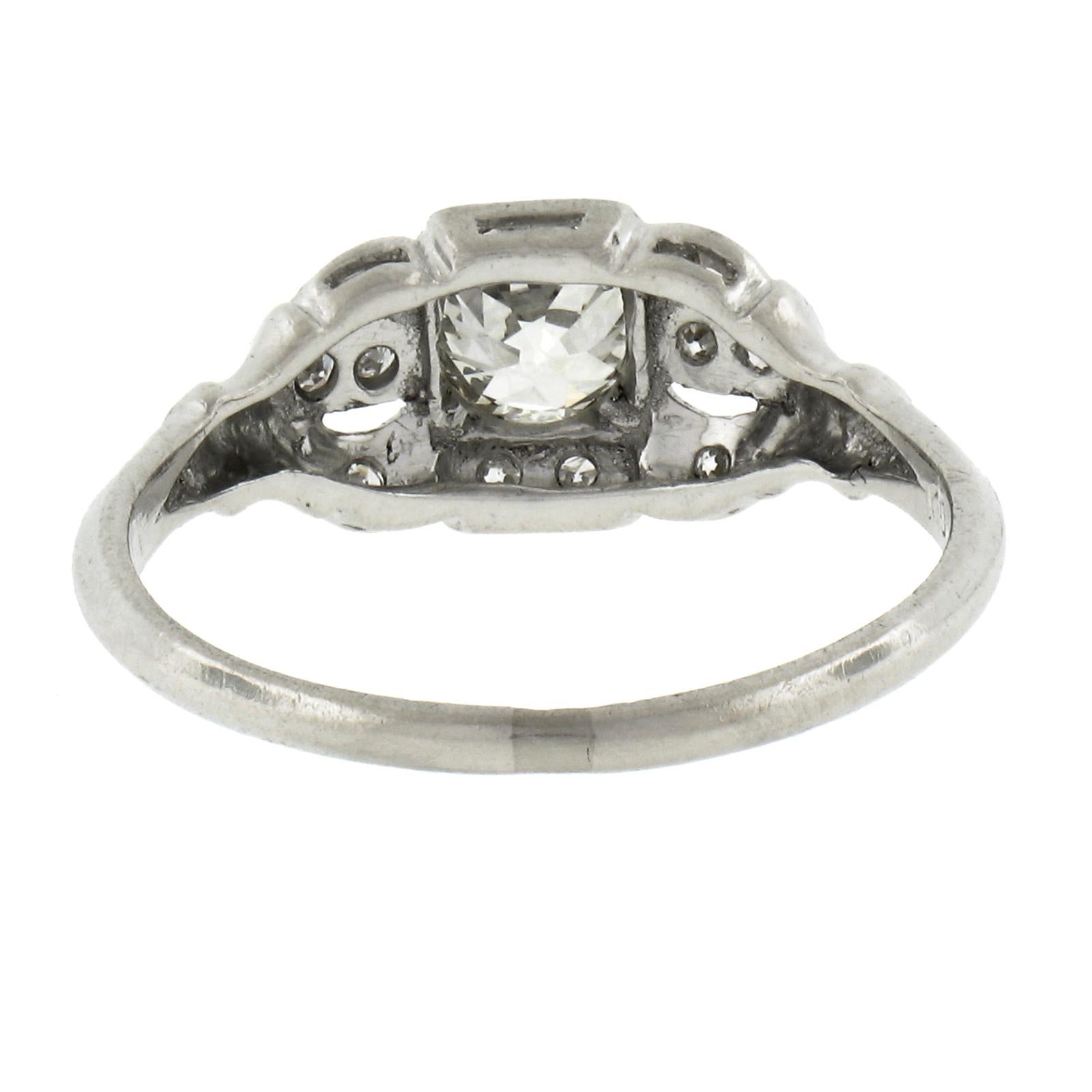 Antique Art Deco Platinum .62ctw Old European Diamond Engagement or Promise Ring For Sale 1