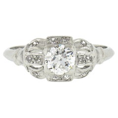 Used Art Deco Platinum .62ctw Old European Diamond Engagement or Promise Ring