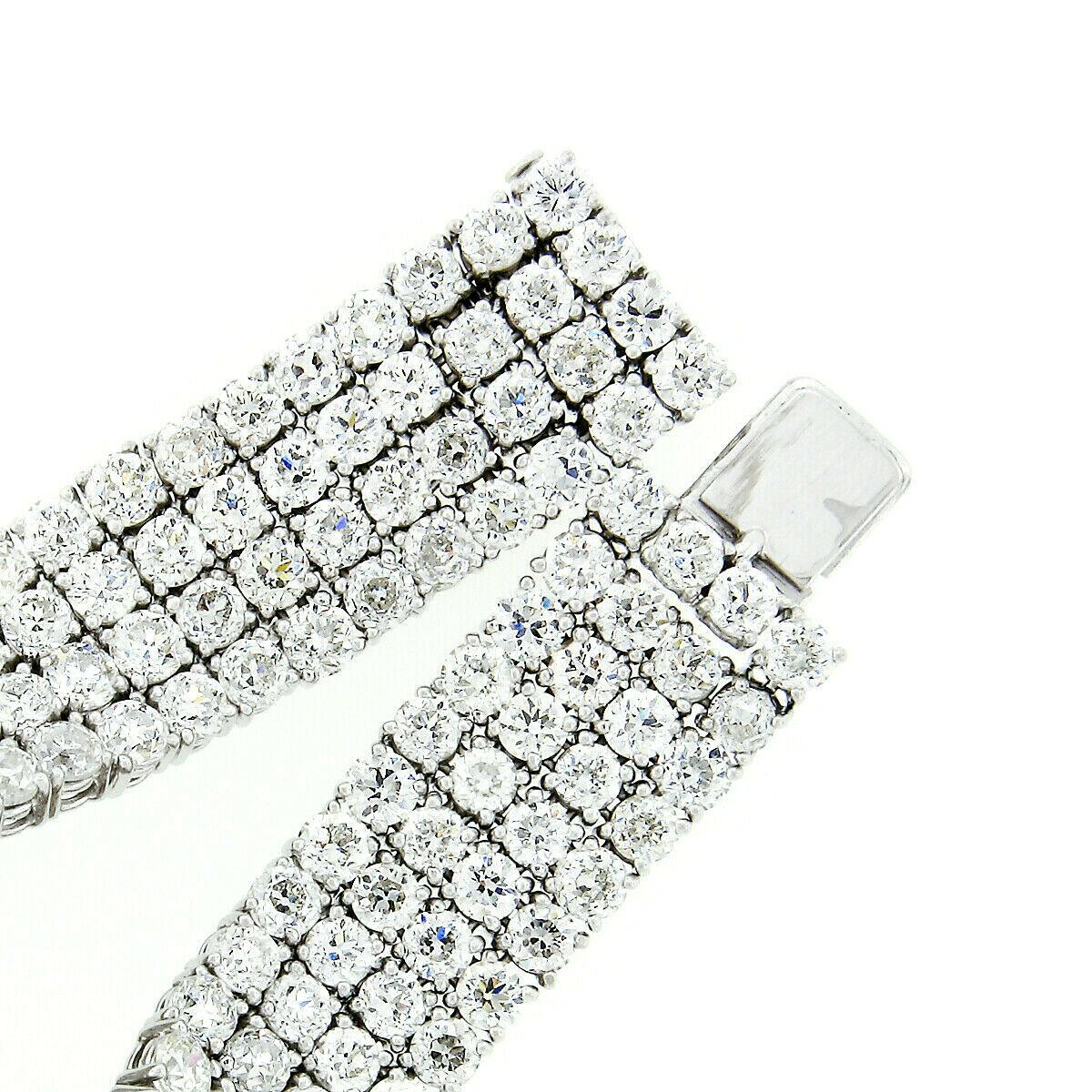 Art Deco Platinum 64.80 Carat Old European Cut Diamond 4-Row Tennis Bracelet 3