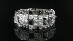 Antike Art Deco Platin 7,26ctw Baguette & alte europäische Diamant-Armband