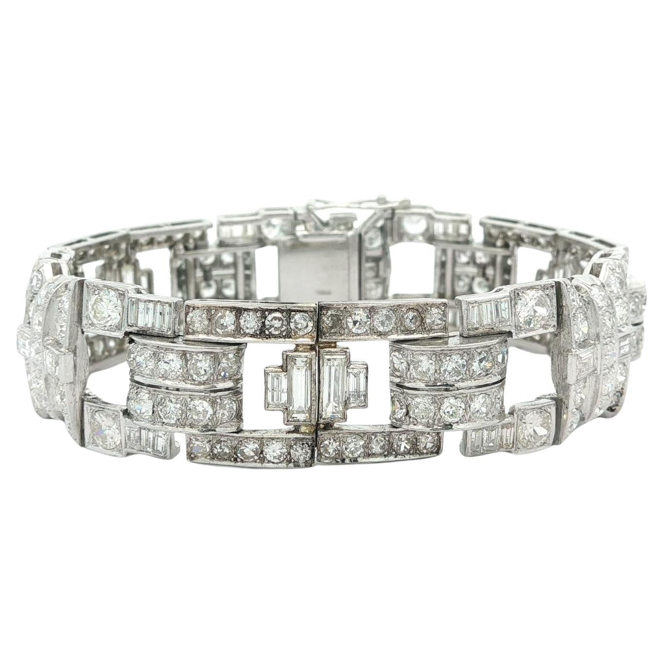 Antique Art Deco Platinum 7.26ctw Baguette
Old European Diamond Bracelet