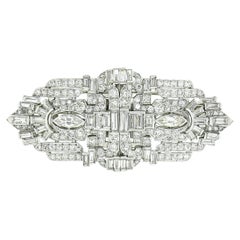 Antique Art Deco Platinum 8.35ctw Old Cut Diamond Dual Dress Clip Brooch Pendant