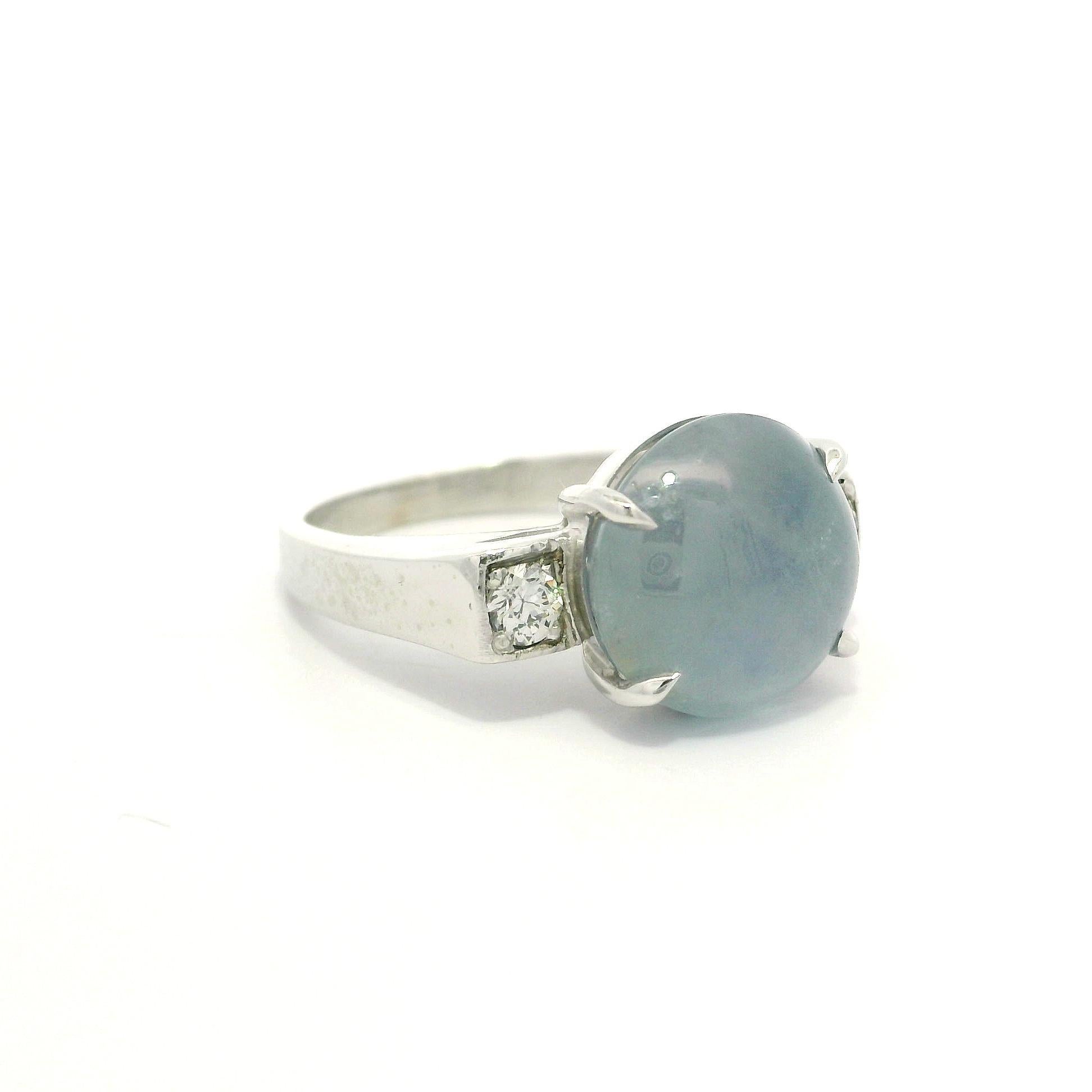 Bague ancienne en platine 8.50ctw Star Sapphire Old European Diamond Sides en vente 5