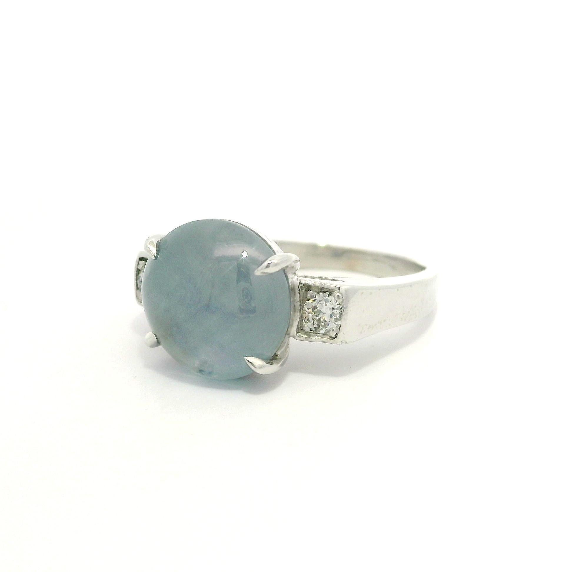 Bague ancienne en platine 8.50ctw Star Sapphire Old European Diamond Sides Excellent état - En vente à Montclair, NJ