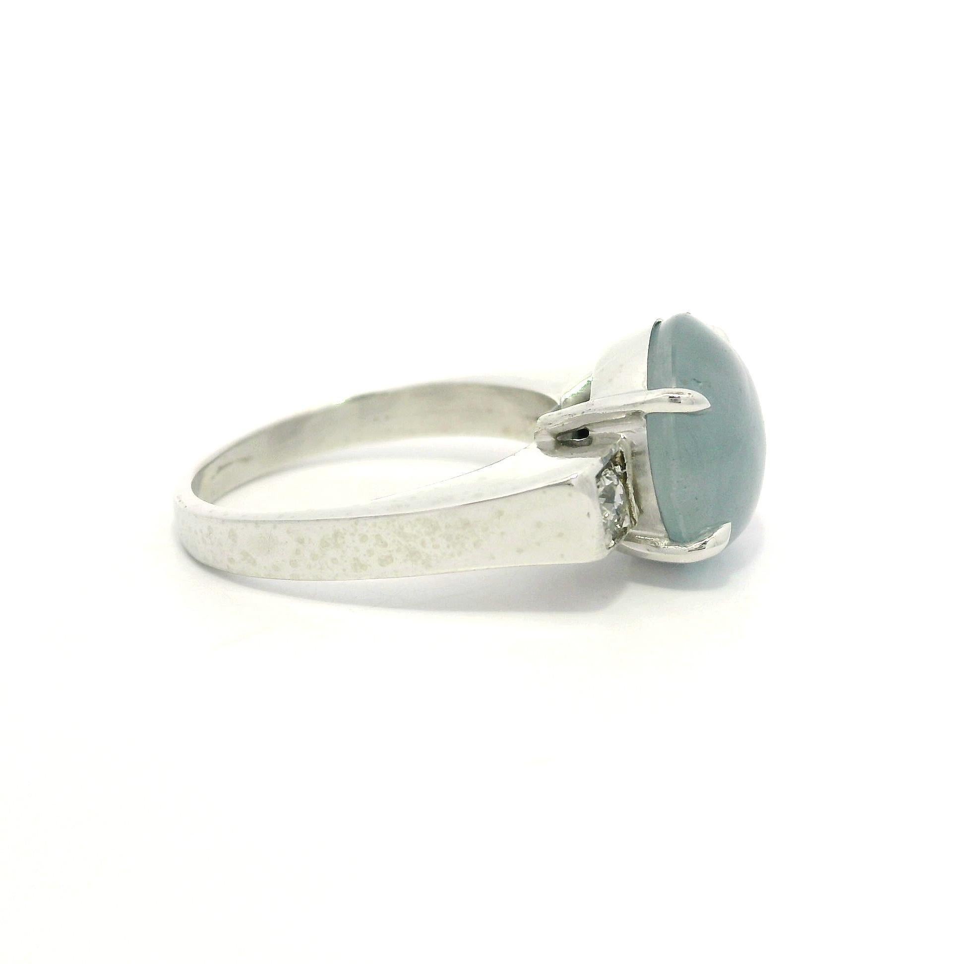 Bague ancienne en platine 8.50ctw Star Sapphire Old European Diamond Sides en vente 1