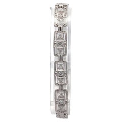 Antique Art Deco Platinum .88ct Diamond Open Geometric Rectangular Link Bracelet