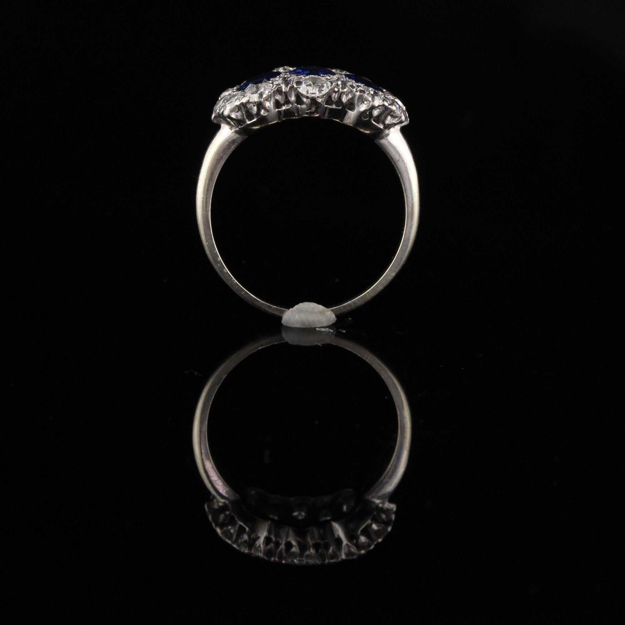 Women's Antique Art Deco Platinum and 14 Karat White Gold Sapphire and Diamond Ring