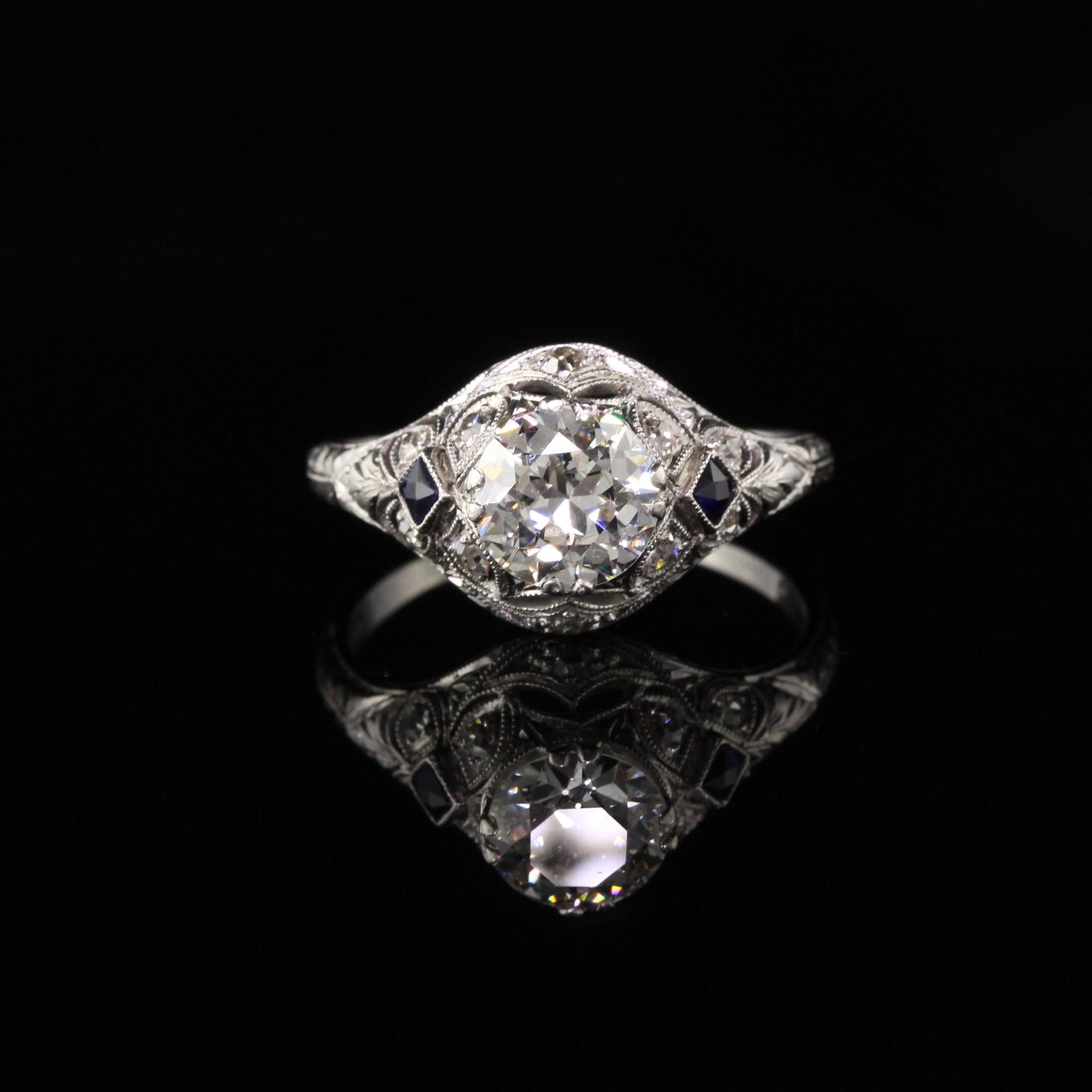 Old European Cut Antique Art Deco Platinum and Diamond Engagement Ring