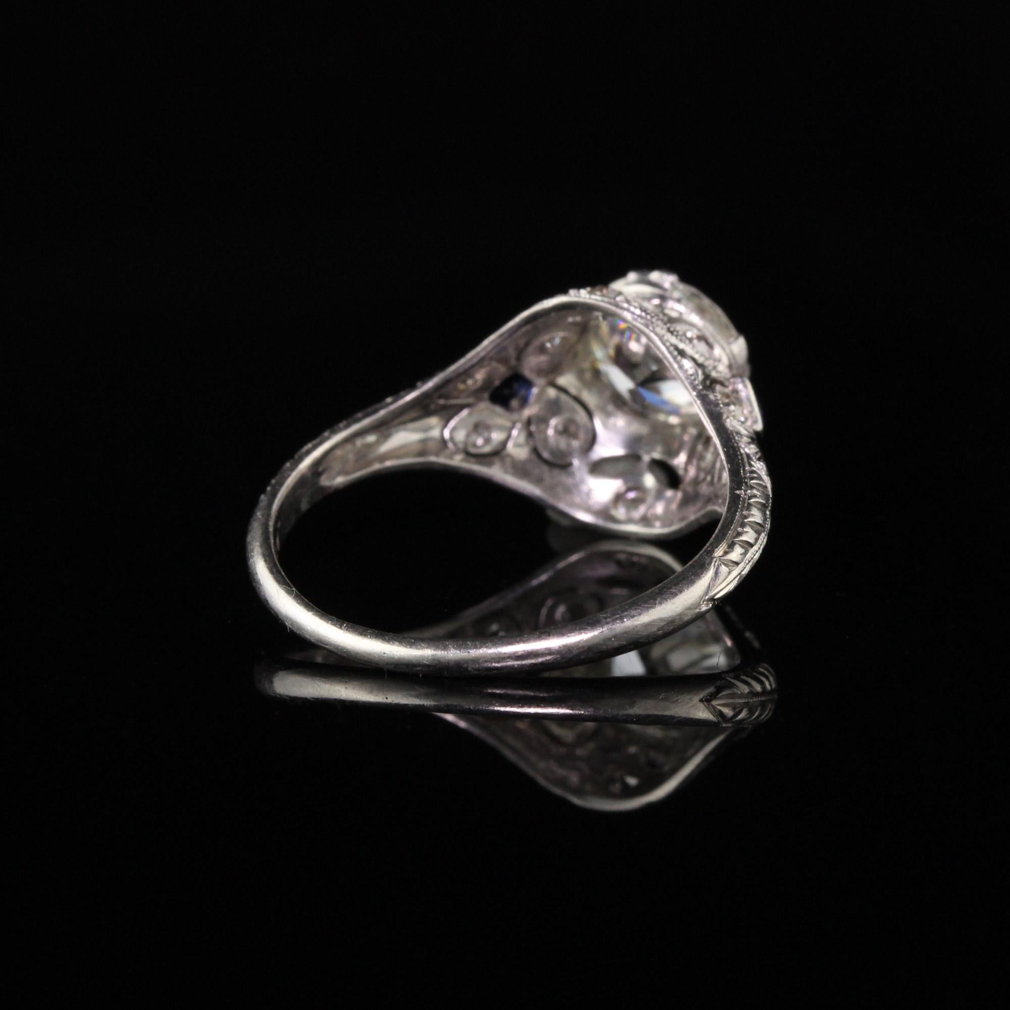 Antique Art Deco Platinum and Diamond Engagement Ring In Good Condition In Great Neck, NY