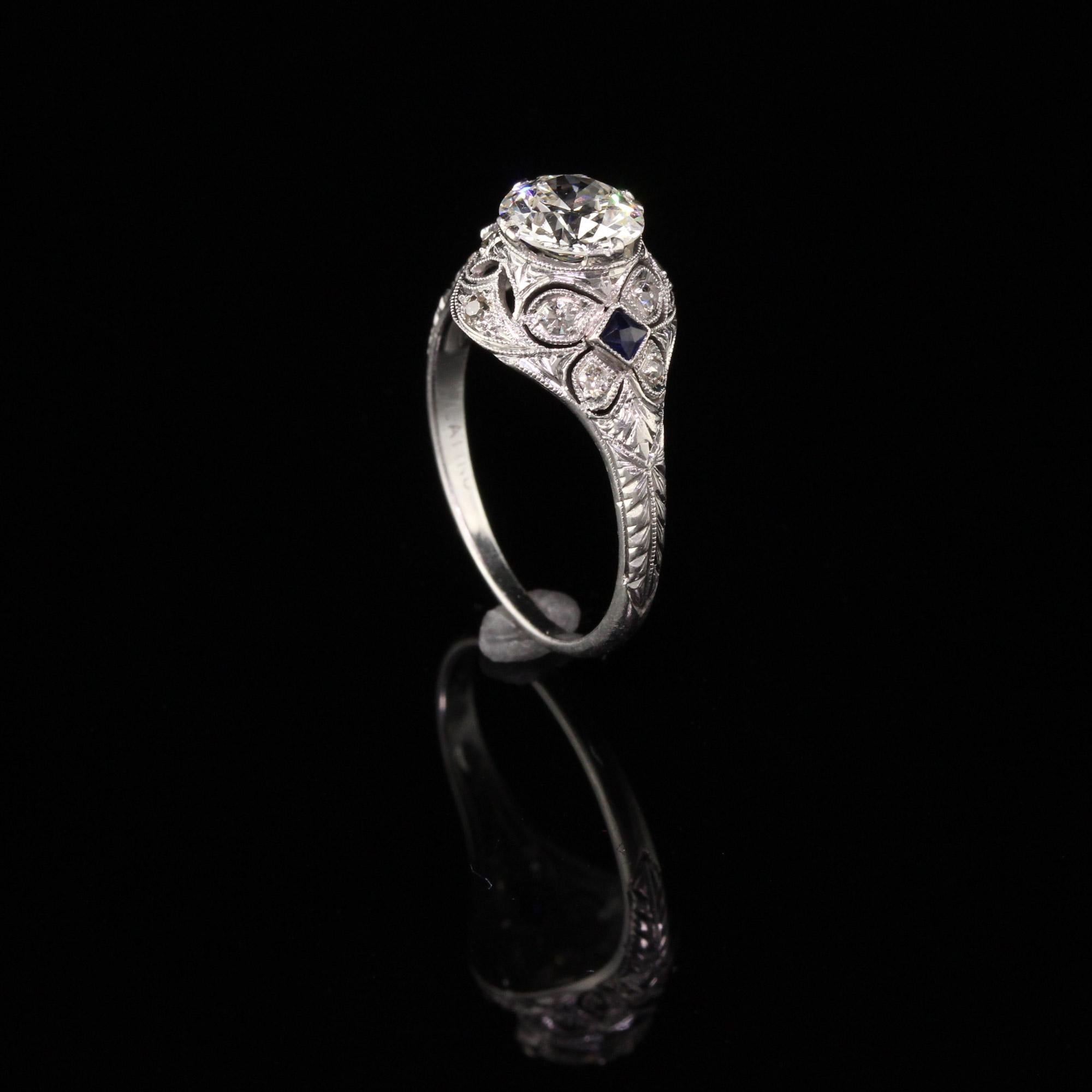 Women's or Men's Antique Art Deco Platinum and Diamond Engagement Ring