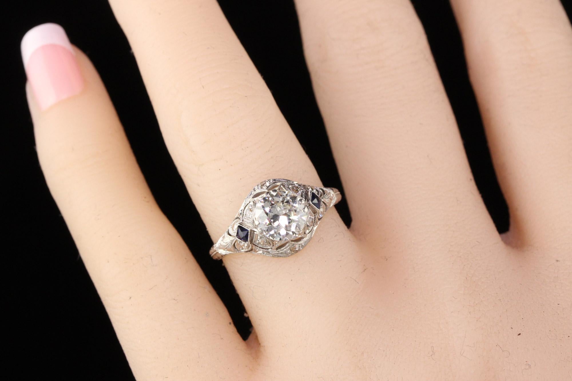 Antique Art Deco Platinum and Diamond Engagement Ring 1
