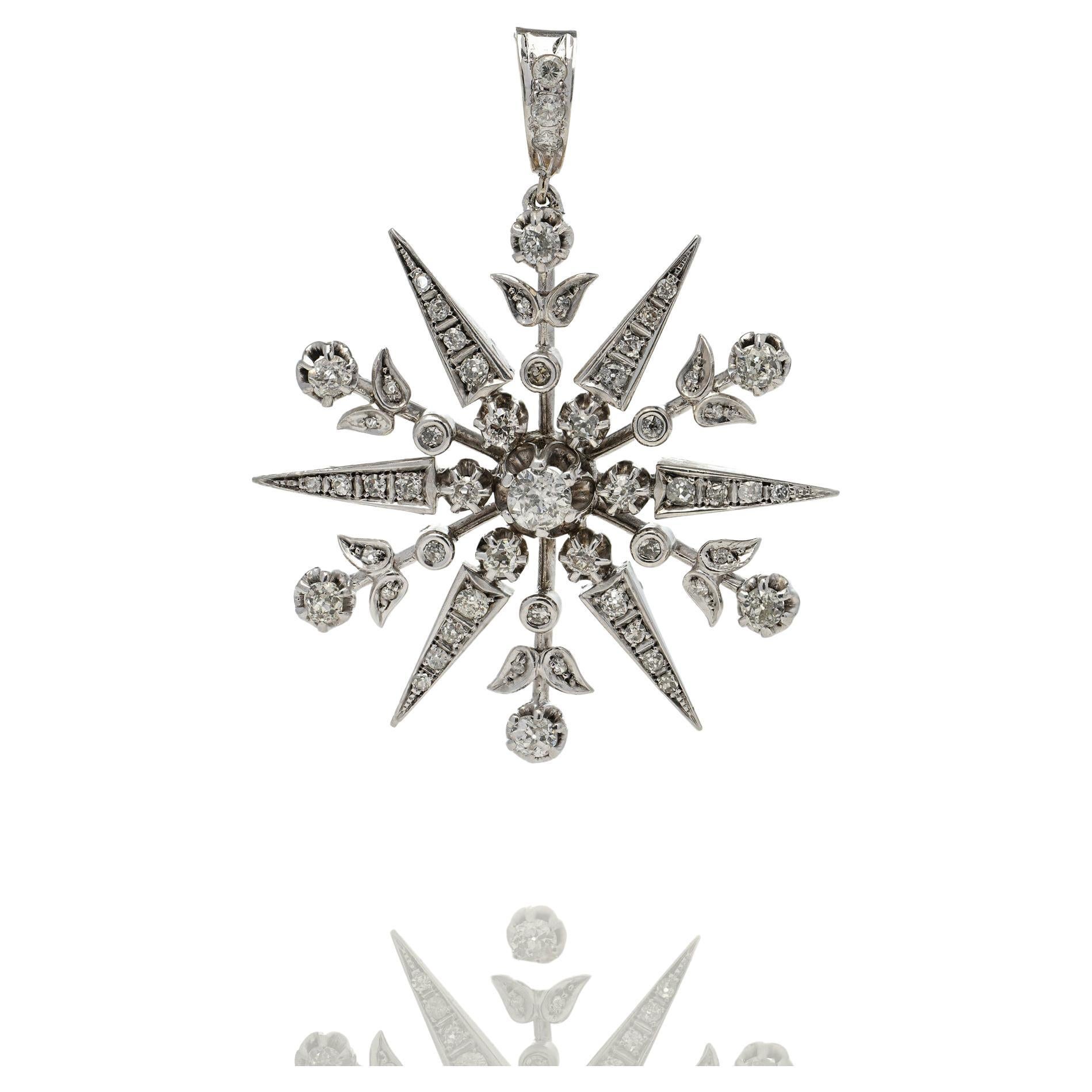 Edwardian Antique Cut Diamond Cross Platinum Pendant with Diamond Bail ...