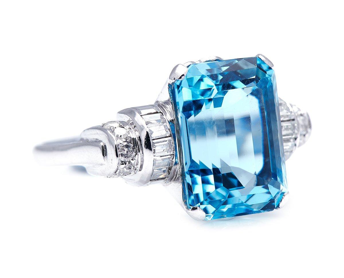 Aquamarine is the blue variety of the mineral beryl, and much like its sister stone emerald, has been treasured throughout history as a gemstone. The delicate, fresh pale blue of aquamarine has long given it an association with water, and sailors