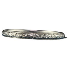 Antique Art Deco Platinum Arbutus Blossom Engraved Wedding Band - Size 7 1/2