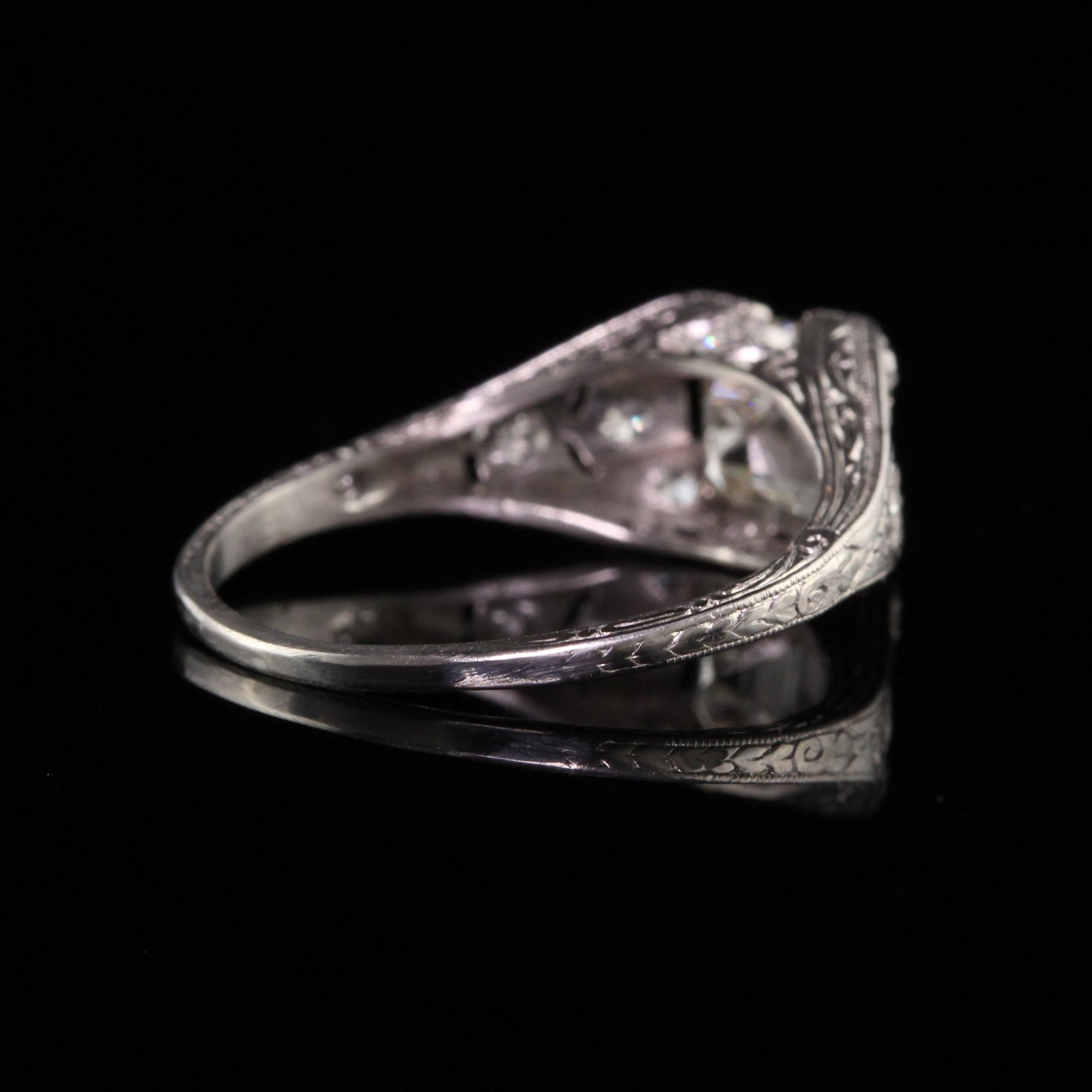 Antique Art Deco Platinum Asscher Cut Diamond Engagement Ring - GIA - Size 6 1/4 For Sale 2