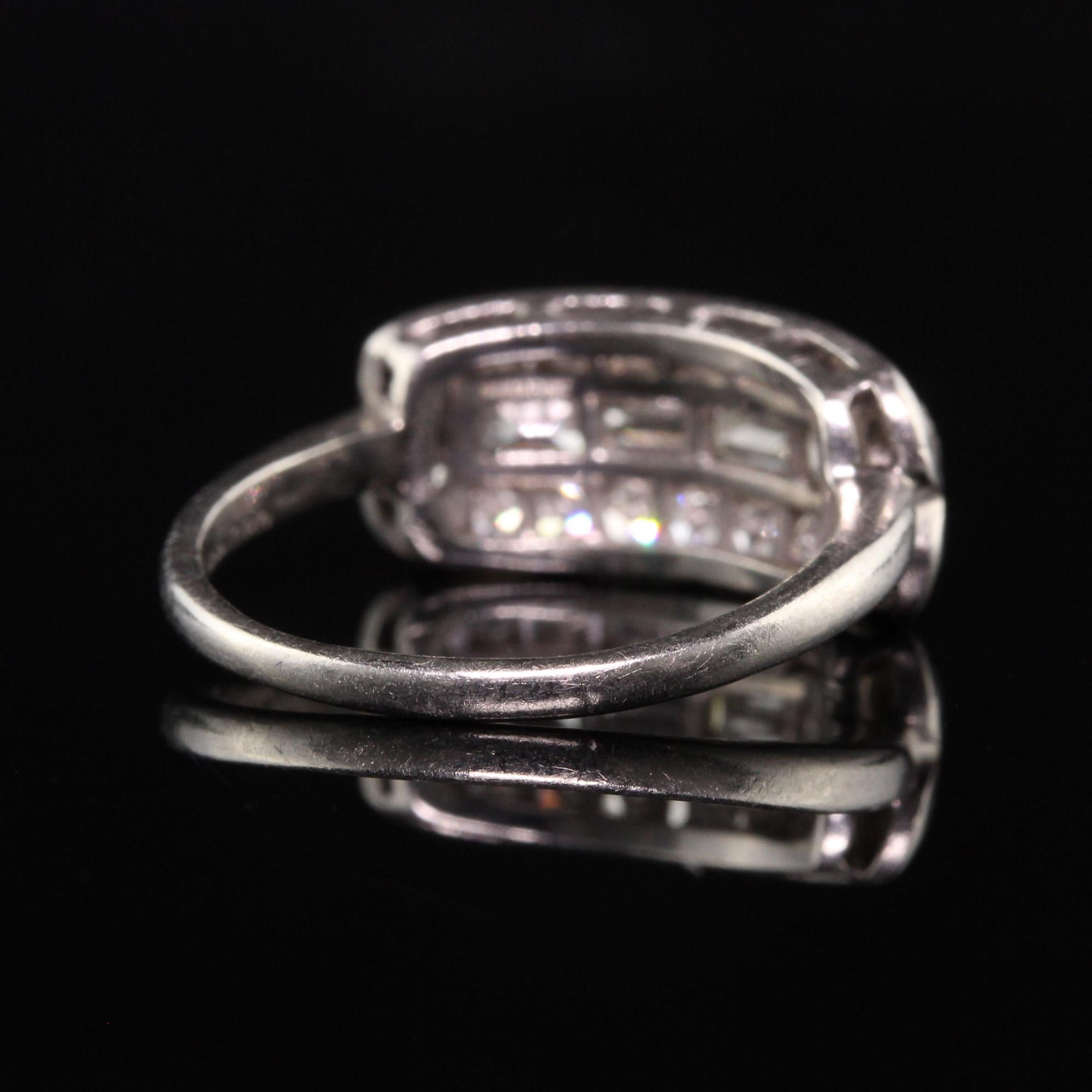 Baguette Cut Antique Art Deco Platinum Baguette and Single Cut Diamond Wedding Band For Sale